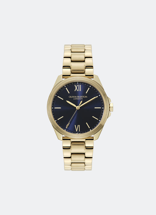 Jam Tangan Olivia Burton Sport Luxe Chiswick Navy Sunray Dial, GP Case, GP Bracelet - 36mm 24000331