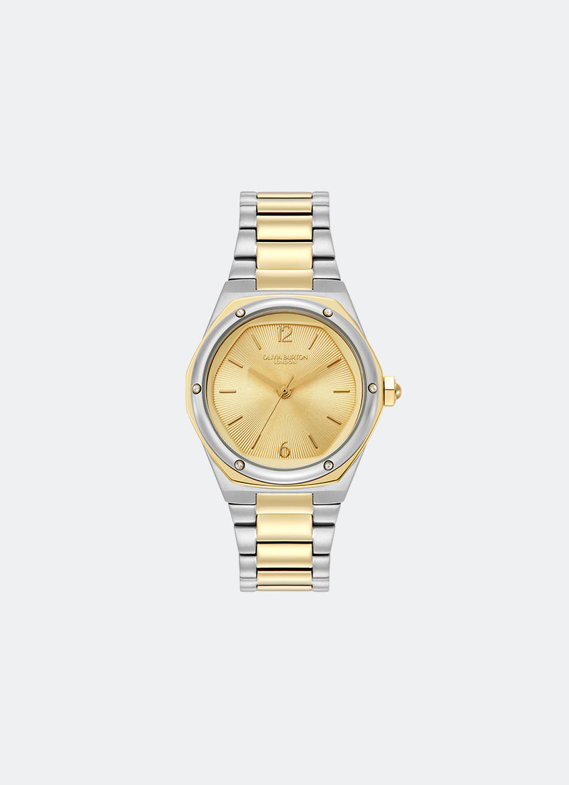 Jam Tangan Olivia Burton Sports Luxe Hexa Gold & Two Tone Bracelet 33mm 24000232