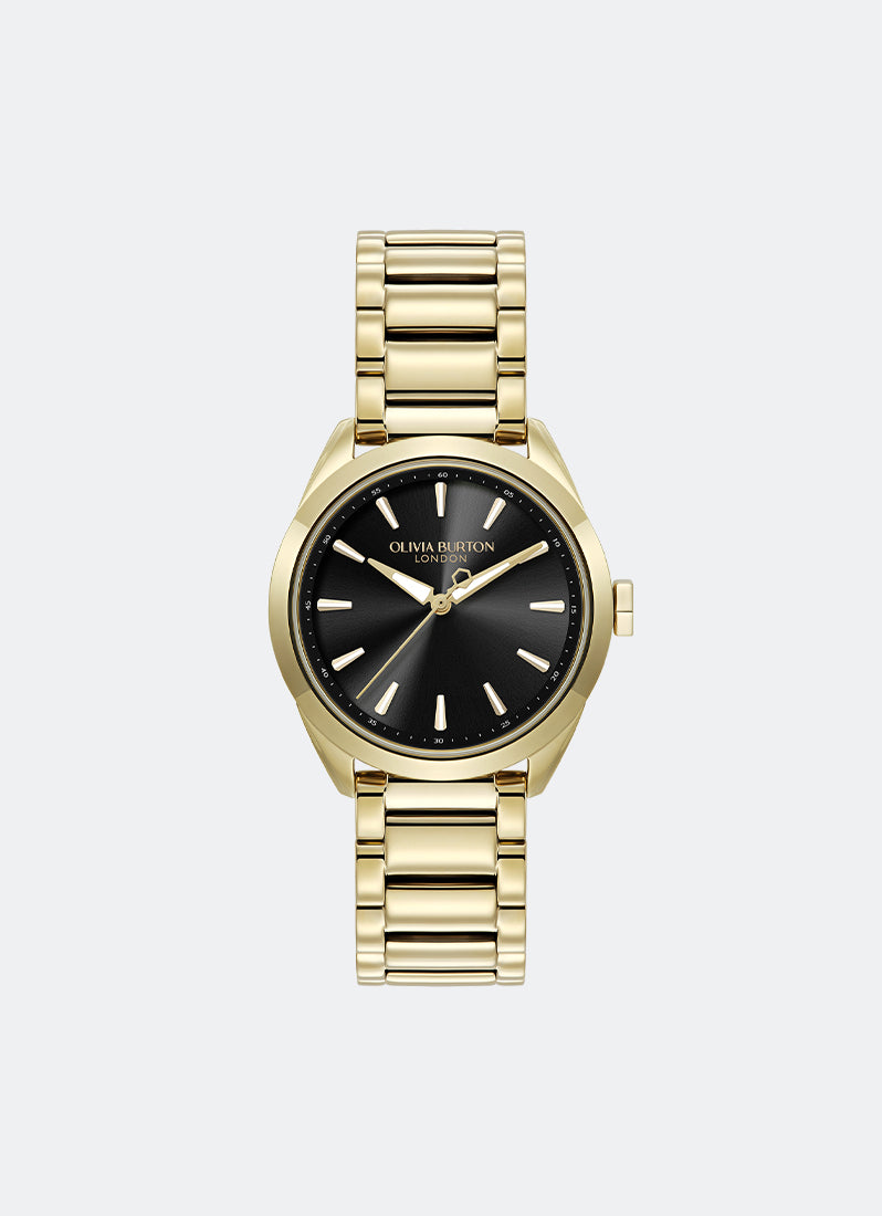 Jam Tangan Olivia Burton Sports Luxe Raven Black Dial Hex Second Hand Detail 3 Link Bracelet 34mm - 24000248