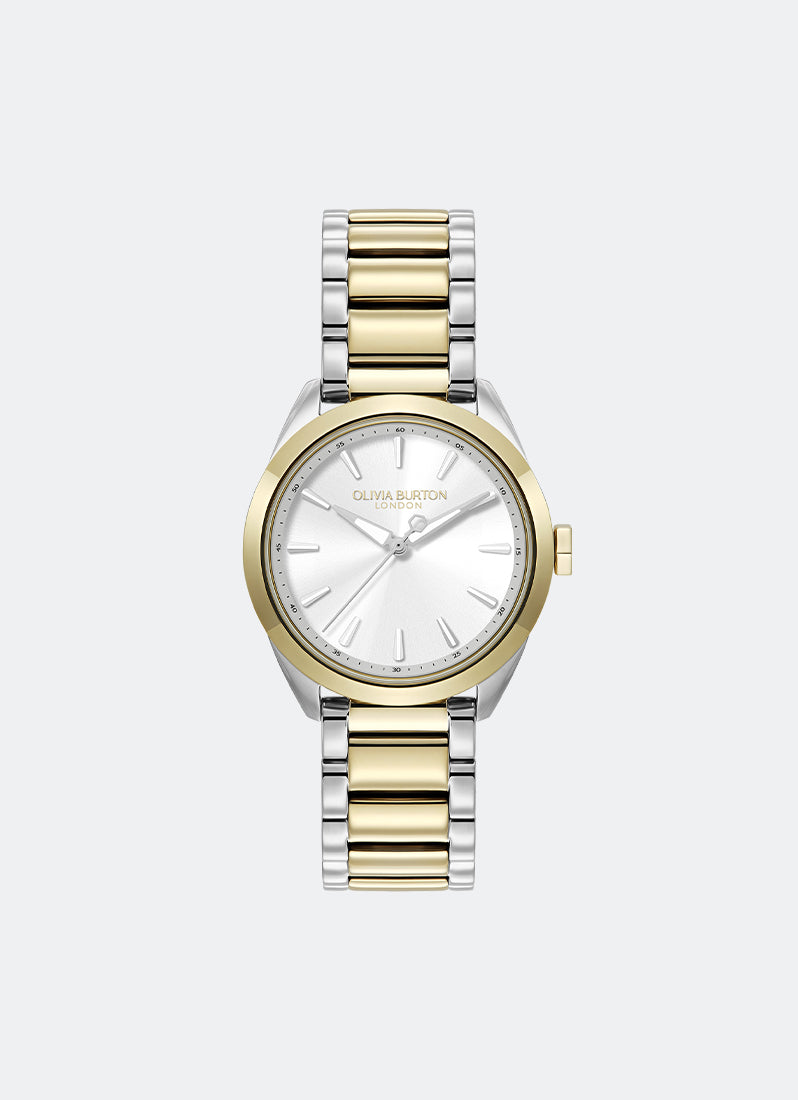Jam Tangan Olivia Burton Sports Luxe Silver White Dial Hex Second Hand Detail 3 Link Bracelet 34mm - 24000250