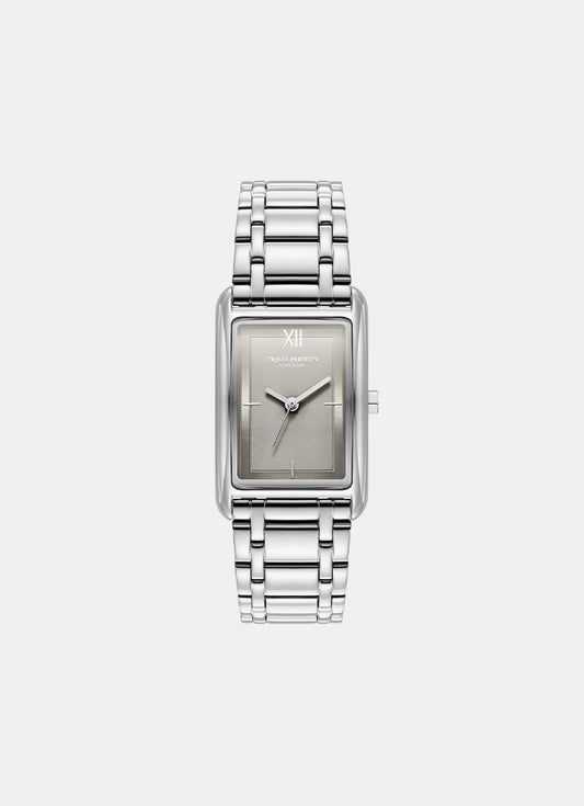 Jam Tangan Olivia Burton Tank Dove Grey Sunray Inner Frame & Powdered Centre Etched Dial SS 30 x 21mm - 24000194