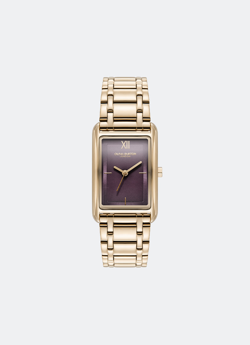 Jam Tangan Olivia Burton Tank Midnight Plum Sunray Inner Frame & Powdered Centre Etched Dial RG 30 x 21mm - 24000196
