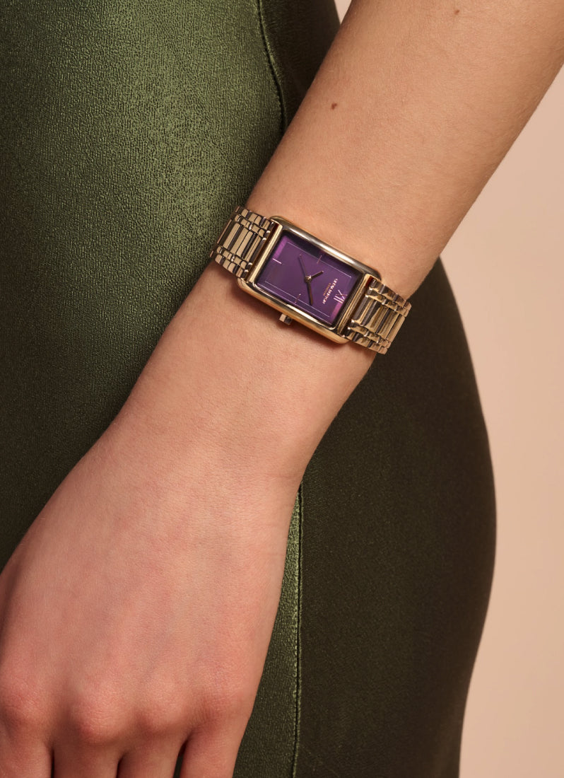 Jam Tangan Olivia Burton Tank Midnight Plum Sunray Inner Frame & Powdered Centre Etched Dial RG 30 x 21mm - 24000196