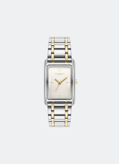 Jam Tangan Olivia Burton Tank Silver White Sunray Inner Frame & Powdered Centre Etched Dial TT SS/GP 30 x 21mm - 24000197