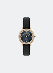 Jam Tangan Olivia Burton Ultra Slim Bee Raven Black Pearlised Dial Black Onyx Leather Strap 28mm - 24000269
