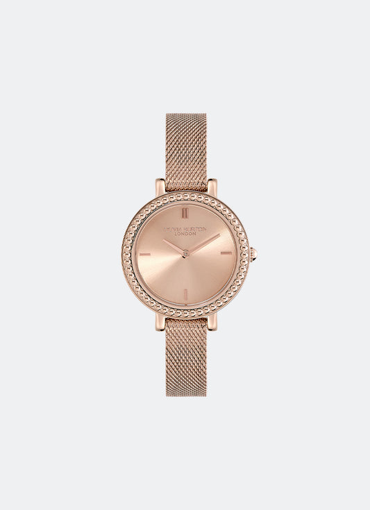 Jam Tangan Olivia Burton Vintage Bead Rose Gold Mesh Watch 30mm - 24000162