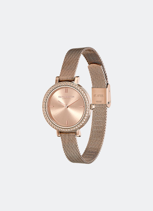 Jam Tangan Olivia Burton Vintage Bead Rose Gold Mesh Watch 30mm - 24000162