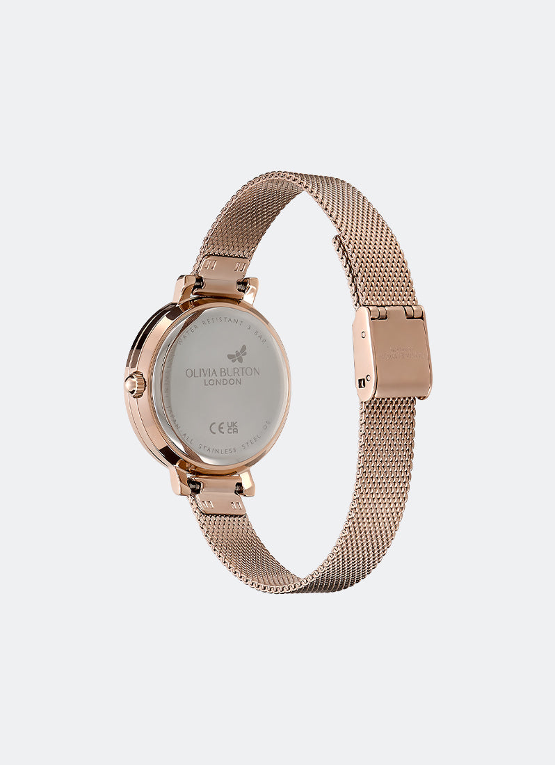 Jam Tangan Olivia Burton Vintage Bead Rose Gold Mesh Watch 30mm - 24000162