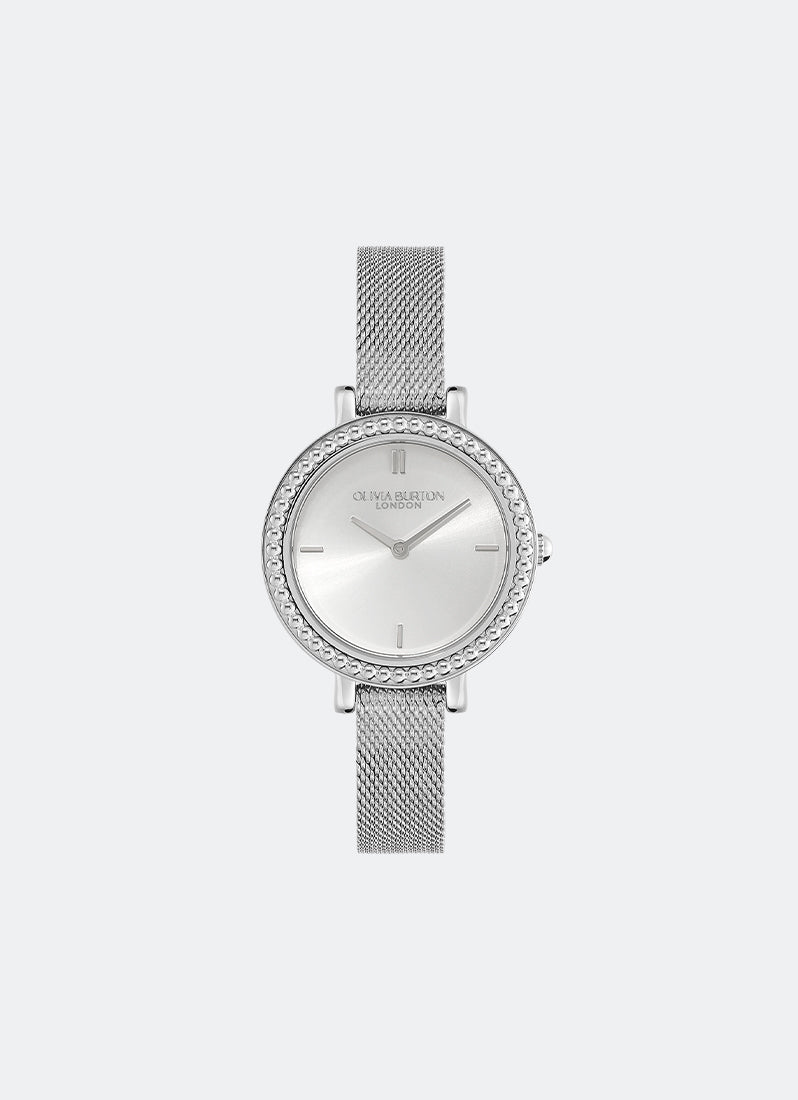 Jam Tangan Olivia Burton Vintage Bead Silver Mesh Watch 30mm - 24000160
