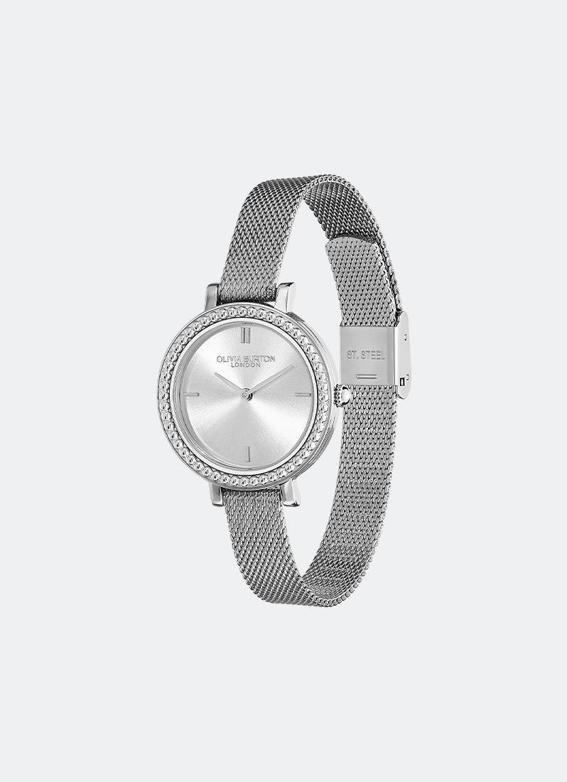 Jam Tangan Olivia Burton Vintage Bead Silver Mesh Watch 30mm - 24000160