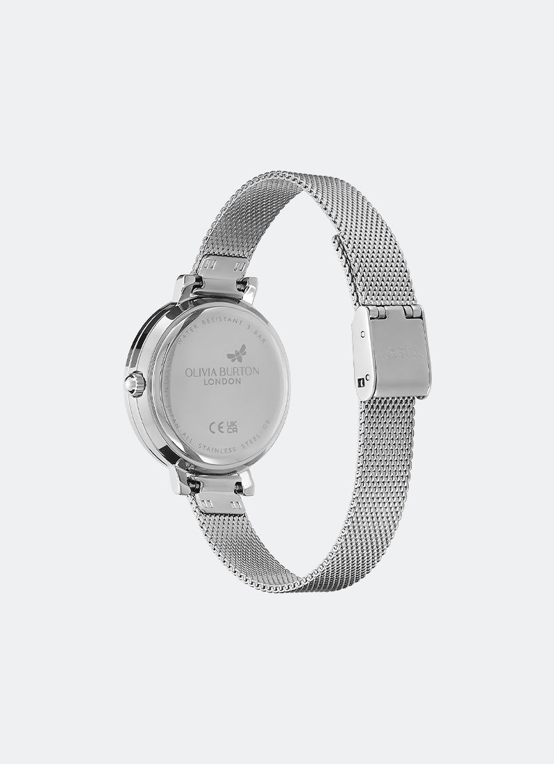Jam Tangan Olivia Burton Vintage Bead Silver Mesh Watch 30mm - 24000160