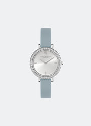 Jam Tangan Olivia Burton Vintage Bead Silver White & Chalk Blue Leather Strap Watch 30mm - 24000163 