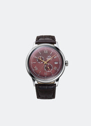 Jam Tangan Orient Bambino ver 8 Automatic 40.5mm Day Date Red Dial Leather Brown RA-AK0705R
