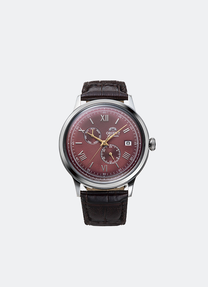 Jam Tangan Orient Bambino ver 8 Automatic 40.5mm Day Date Red Dial Leather Brown RA-AK0705R