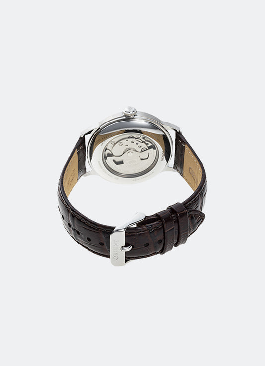 Jam Tangan Orient Bambino ver 8 Automatic 40.5mm Day Date Red Dial Leather Brown RA-AK0705R