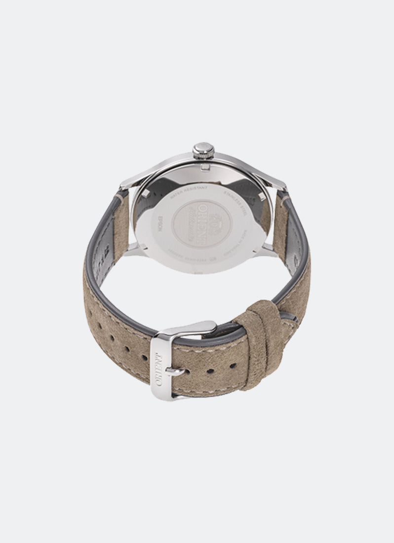 Jam Tangan Orient Classic Automatic 42mm Blue Dial Silver Leather Brown RA-AC0P03L