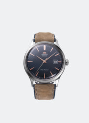 Jam Tangan Orient Classic Automatic 42mm Navy Dial Silver Leather Brown RA-AC0P02L
