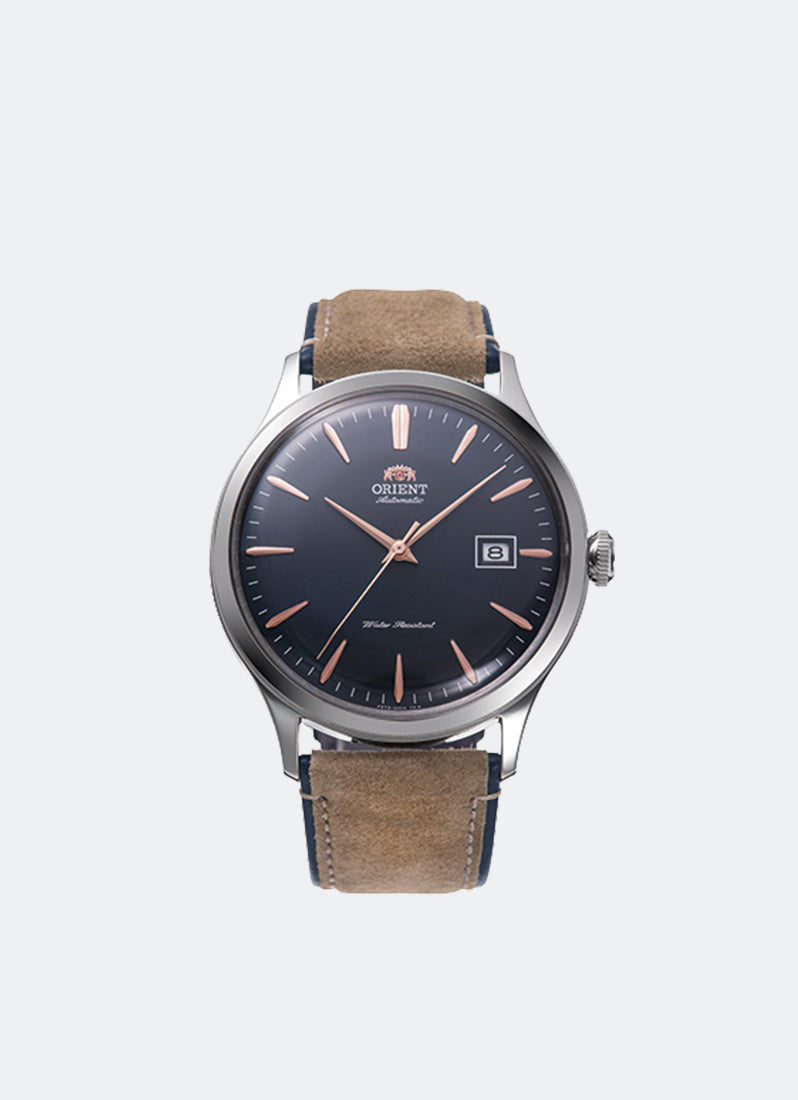 Jam Tangan Orient Classic Automatic 42mm Navy Dial Silver Leather Brown RA-AC0P02L