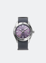 Jam Tangan Orient Mako Automatic 39.9mm Date Lilac Dial Silver Leather Purple RA-AC0Q07V