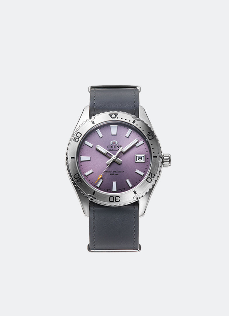 Jam Tangan Orient Mako Automatic 39.9mm Date Lilac Dial Silver Leather Purple RA-AC0Q07V