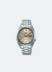 Jam Tangan Seiko 5 Sport Automatic Men Ivory Dial Silver Bracelet 37.4mm SRPK91K1