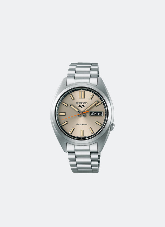 Jam Tangan Seiko 5 Sport Automatic Men Ivory Dial Silver Bracelet 37.4mm SRPK91K1