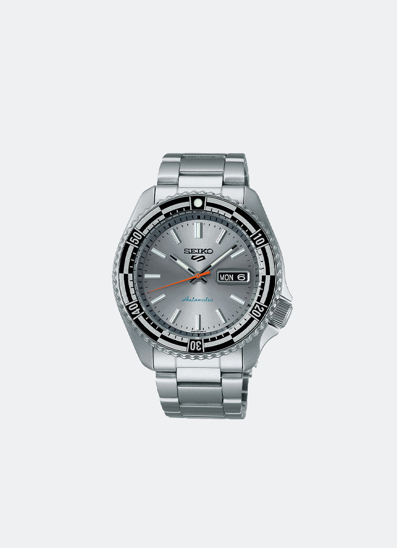 Jam Tangan Seiko 5 Sport Automatic Men Silver Dial Silver Bracelet 42.5mm SRPK09K1