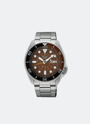 Jam Tangan Seiko 5 Sports Automatic Men Brown Dial Silver Bracelet 42.5mm - SRPJ47K1