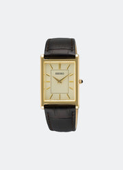 Jam Tangan Seiko Classic Quartz Men Yellow Gold Dial Gold Leather 27.2 mm SWR106P1