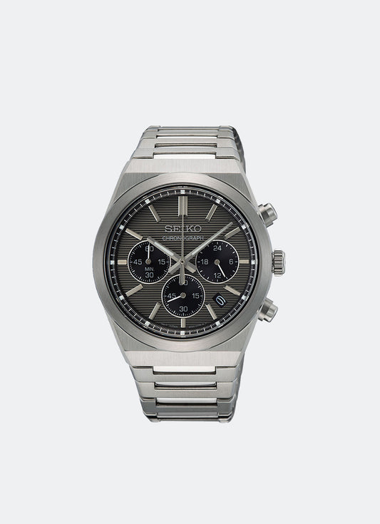 Jam Tangan Seiko Essential Quartz Men Grey Dial Silver Bracelet 40mm SSB455P1