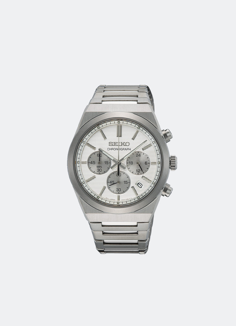 Jam Tangan Seiko Essential Quartz Men White Dial Silver Bracelet 40mm SSB451P1