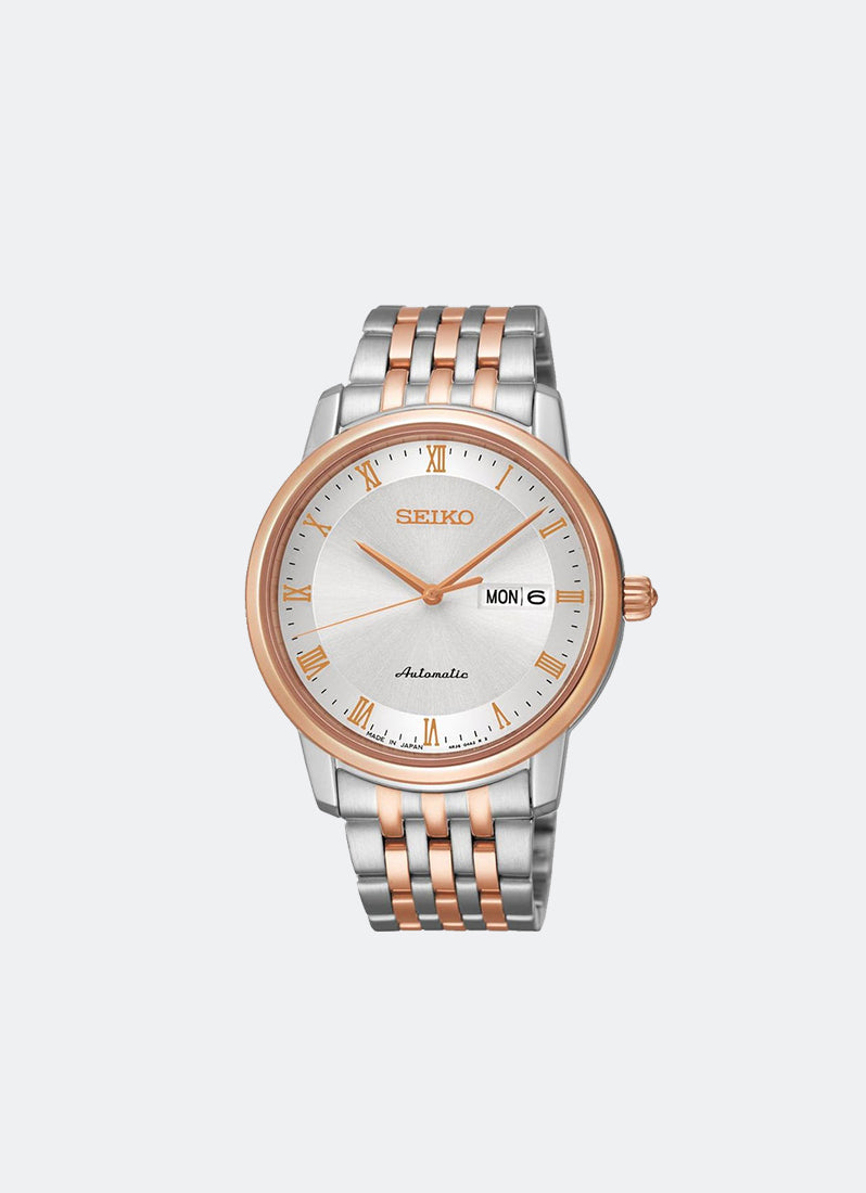 Jam Tangan Seiko Presage Automatic Men White Dial Rose Gold Stainless steel 39.2mm SRP696J1