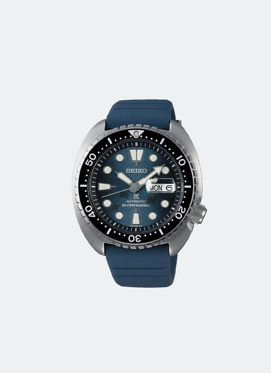Jam Tangan Seiko Prospex Automatic Men Blue Dial Silver Silicone 45mm SRPF77K1