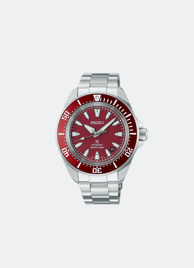 Jam Tangan Seiko Prospex Automatic Men Red Dial Silver Stainless