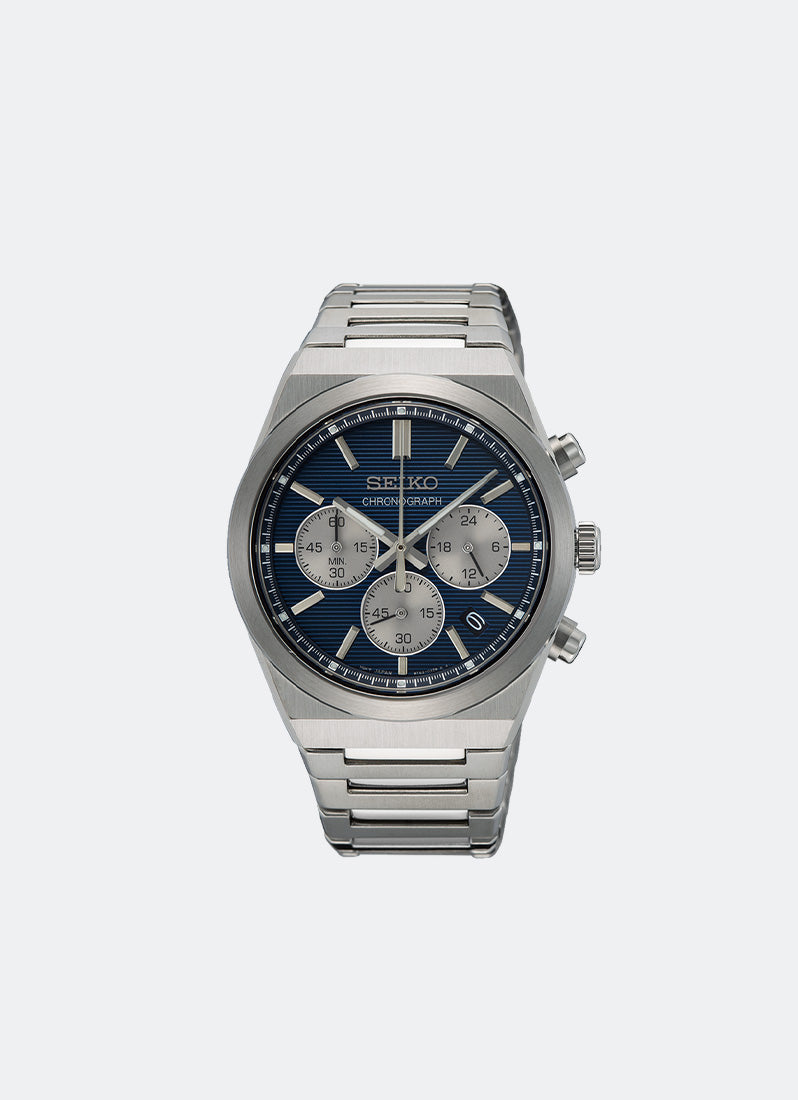 Jam Tangan Seiko Essential Quartz Men Blue Dial Silver Bracelet