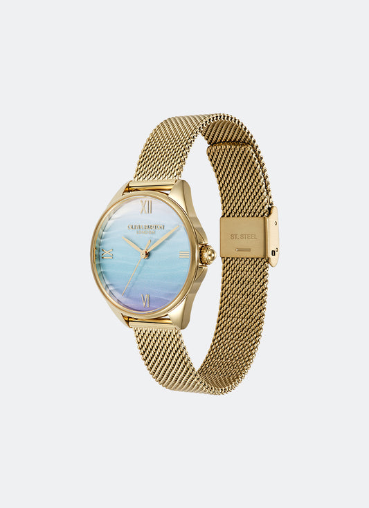 Jam Tangan Signature Azure Blue Tone Water Inspired Dial, GP Case, GP Mesh - 30mm 24000336