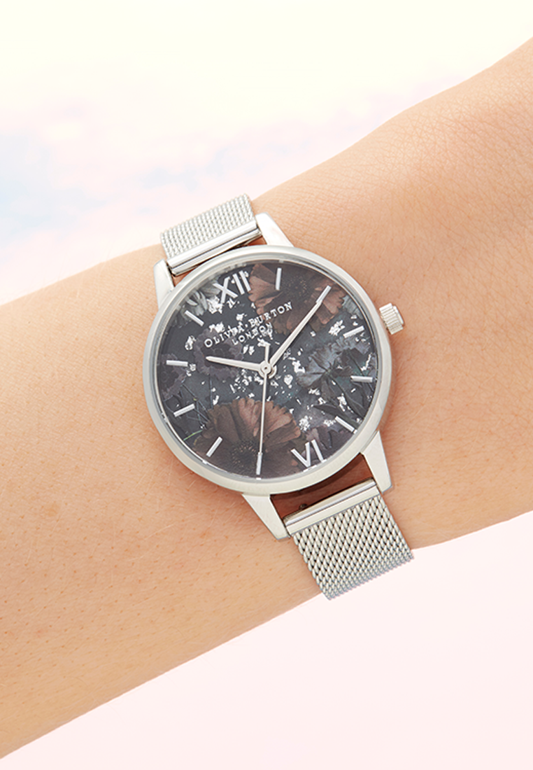 Celestial Demi Dial Black & Silver Mesh - OB16GD23