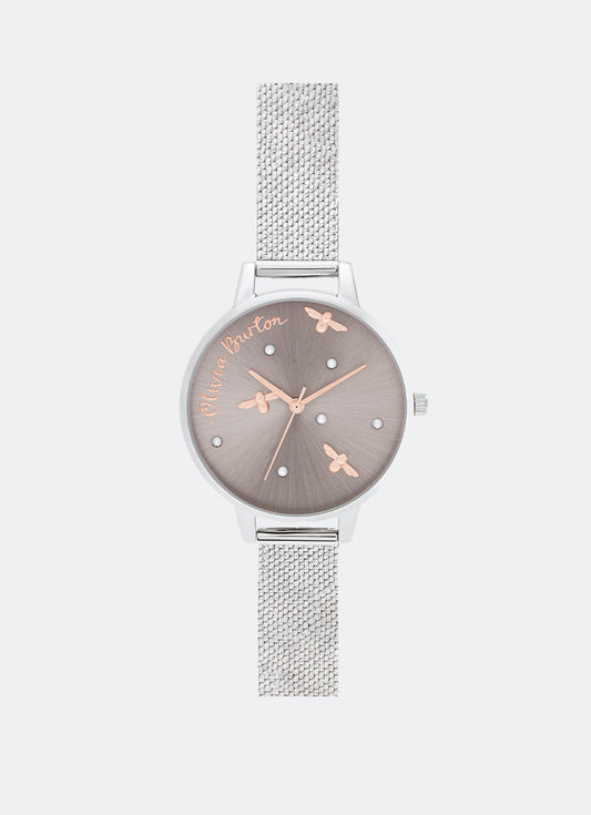 Olivia Burton Pearly Queen Rose Gold & Silver Mesh 34mm