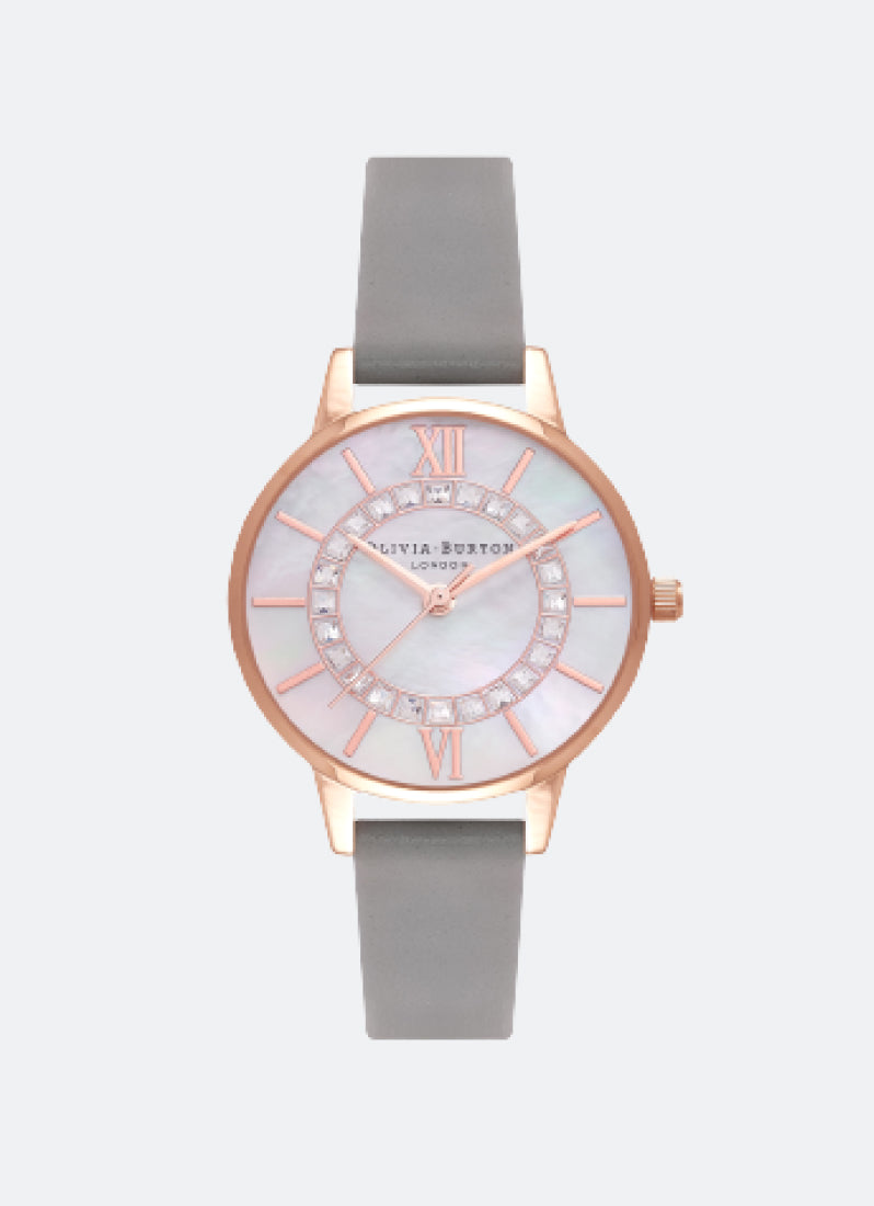 Sparkle Wonderland White Mother of Pearl Midi Dial Grey & Rose Gold - OB16WD92