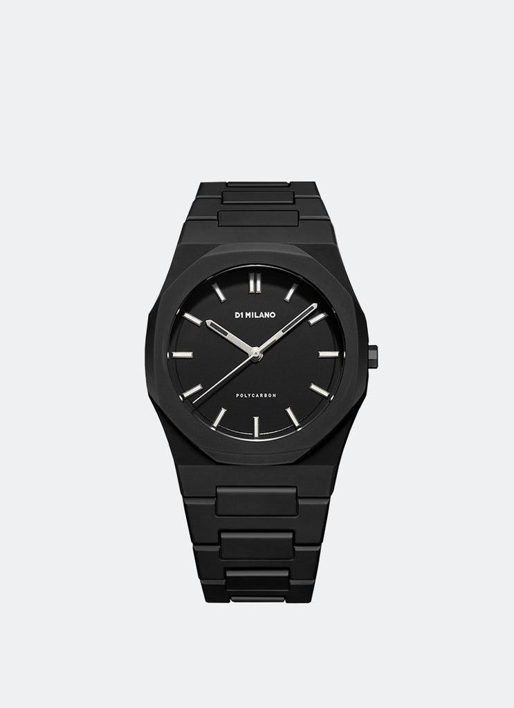 Polycarbon 2019 Watch Black with Silver Indexes D1-PCBJ11