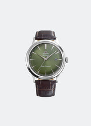 Classic Mechanical Men Green Dial with Silver indexes Silver Stainless Steel Brown Leather - 40.5 mm