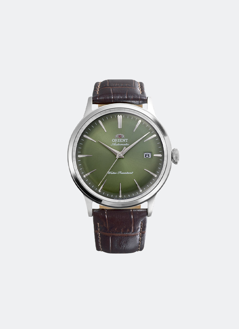 Classic Mechanical Men Green Dial with Silver indexes Silver Stainless Steel Brown Leather - 40.5 mm