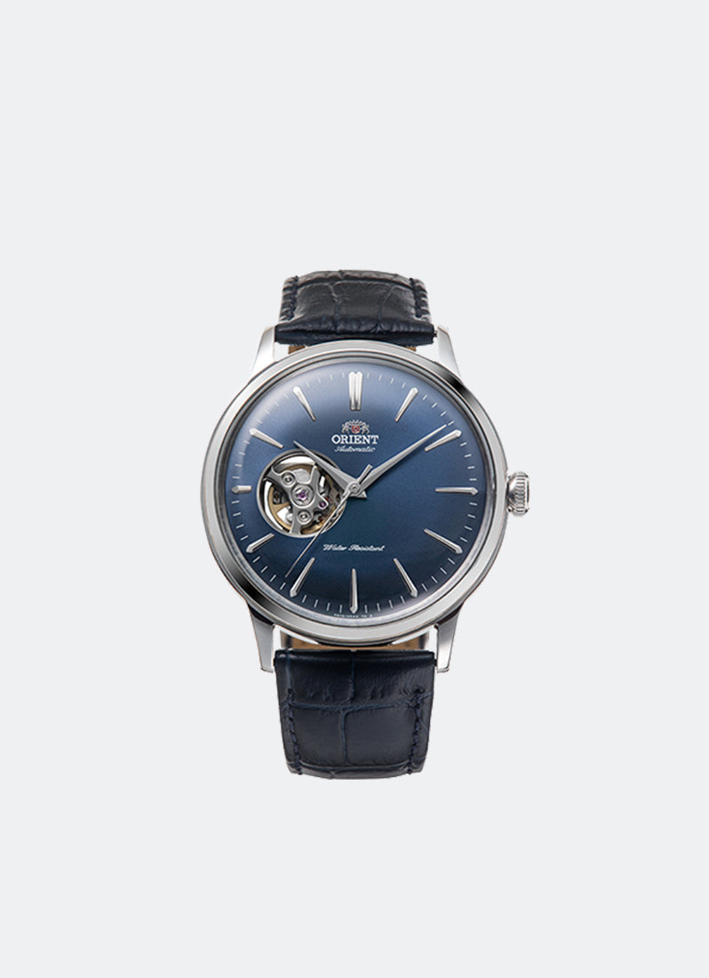 Classic Automatic 40.5mm Semi-Skeleton Navy Dial Silver Leather Black RA-AG0005L