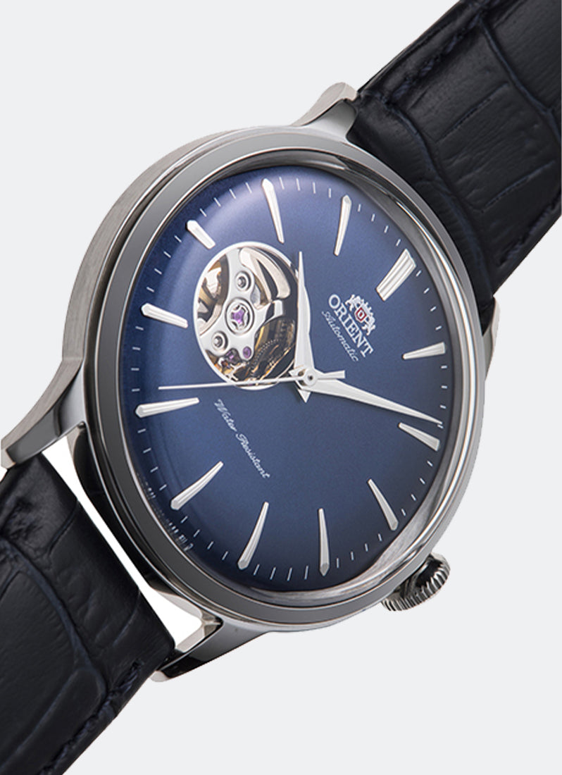 Classic Automatic 40.5mm Semi-Skeleton Navy Dial Silver Leather Black RA-AG0005L