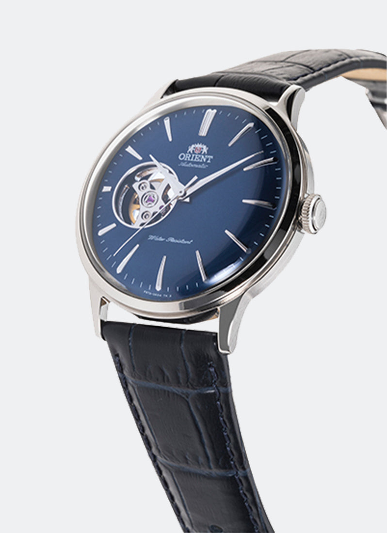 Classic Automatic 40.5mm Semi-Skeleton Navy Dial Silver Leather Black RA-AG0005L