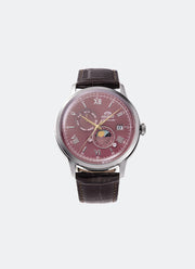 Classic Mechanical Men Bordeaux Dial with Silver Roman Numerals & Gold accents Silver Stainless Steel Brown Leather - 41.5 mm