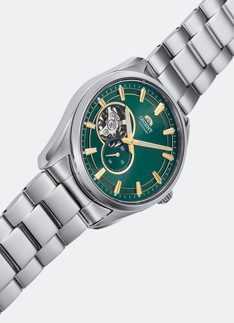 Contemporary Automatic Semi Skeleton 40.8mm Green Dial Stainless Steel Silver RA-AR0008E