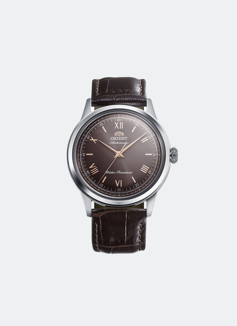 Classic Mechanical Men Brown Dial with Gold Roman Numerals Silver Stainless Steel Brown Leather - 38.4 mm