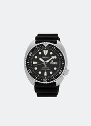 Seiko Prospex Automatic Men Black Dial Silver Silicone 45mm