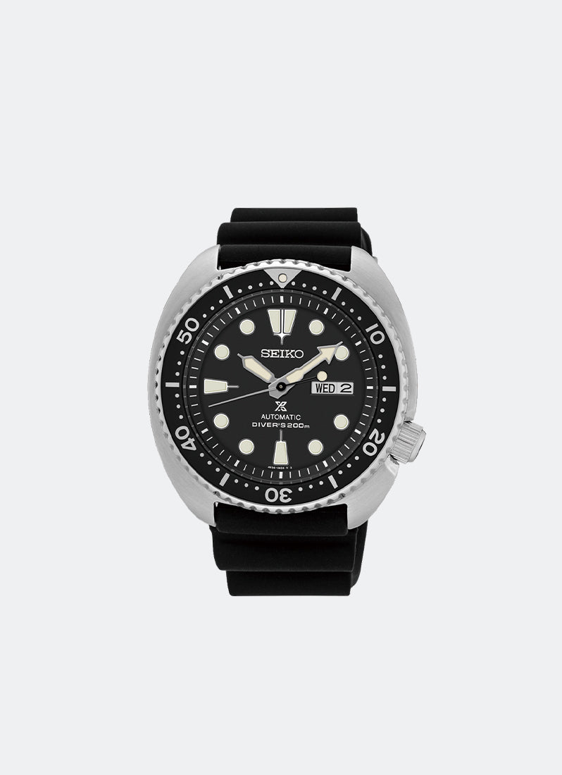 Seiko Prospex Automatic Men Black Dial Silver Silicone 45mm